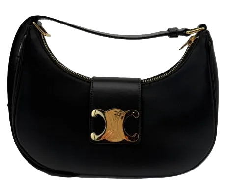 Sac Céline Ava en cuir noir avec fermoir triomphe