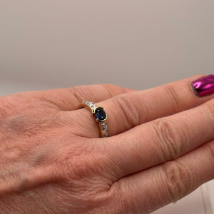 Bague Or Jaune 18 Carats avec Saphir et Diamants