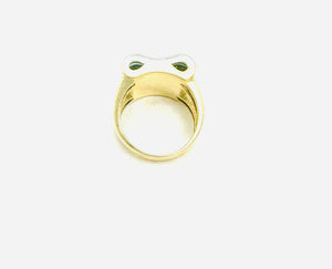 Bague Tank 750/1000 Or Jaune et Gris avec Diamants