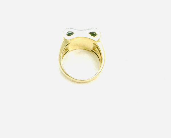 Bague Tank 750/1000 Or Jaune et Gris avec Diamants