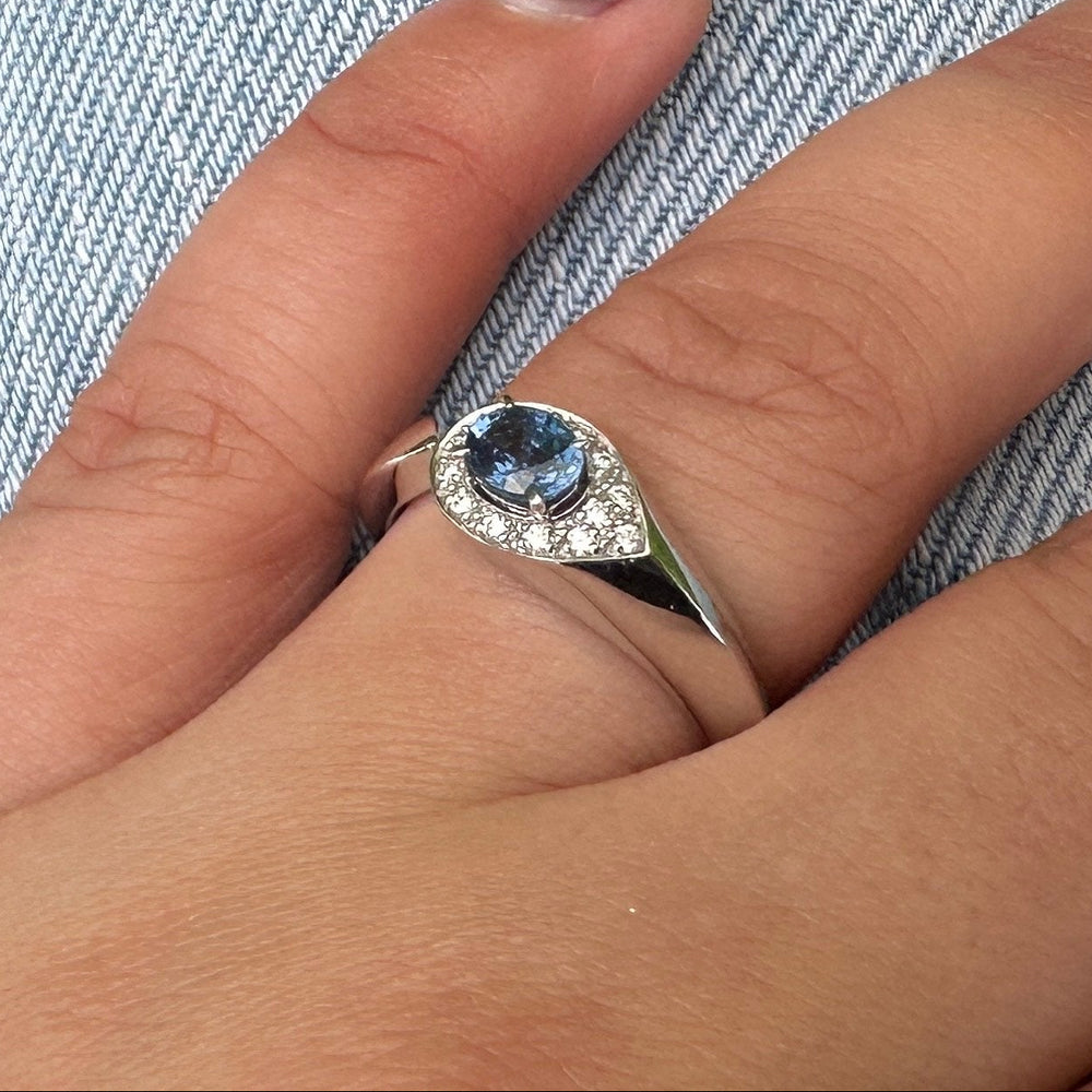 Bague saphir et diamants en or blanc 18K Taille-54