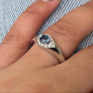 Bague saphir et diamants en or blanc 18K Taille-54