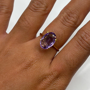 Bague Or Jaune 18k avec Améthyste