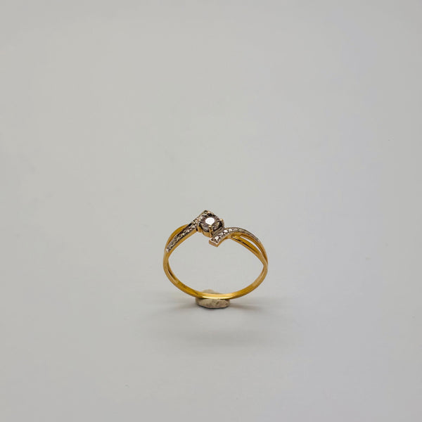 Bague en Or Jaune et Blanc 18K Taille-55.5