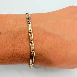 Bracelet Maille Fantaisie Or Jaune et Blanc 18k