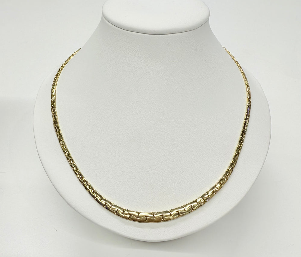 Collier Ras du Cou en Or Jaune 18k, Maille Haricot