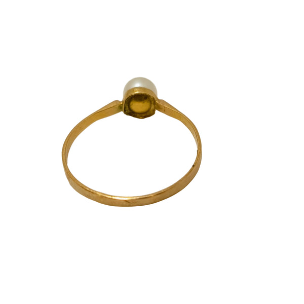 Bague Solitaire Or Jaune 18K avec Perle