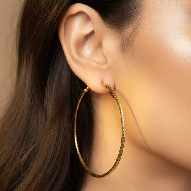 Boucles d'oreilles créoles en Or Jaune 18K