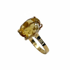 Bagues Or Jaune 18 K avec Pierre Citrine - T 51 - 2.57 Grs
