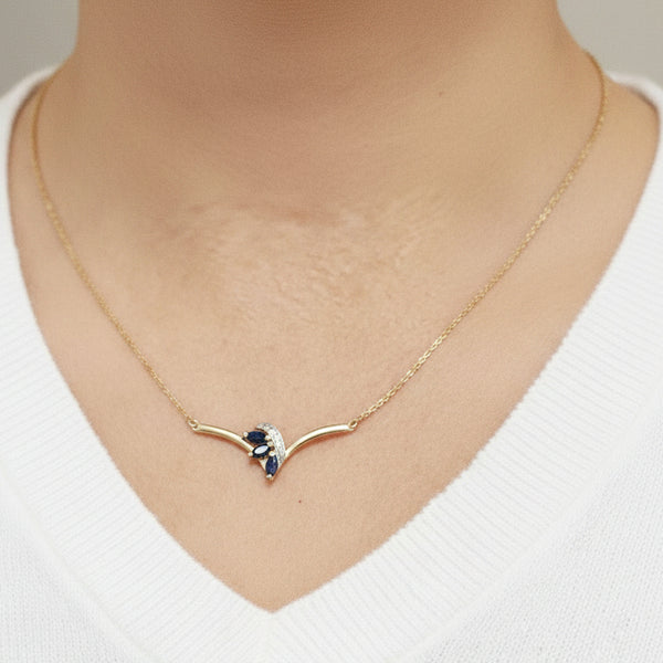 Collier Princesse Or Jaune 18 carats avec Saphir