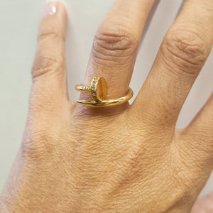 Bague Demi Tour Or Jaune 18K avec Oxyde