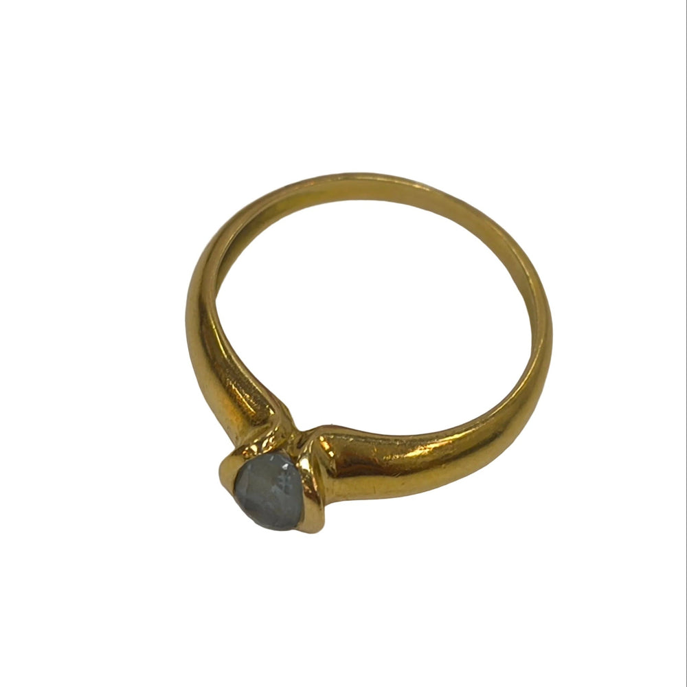 Bague Solitaire Or Jaune 18 K et Oxyde de Zirconium