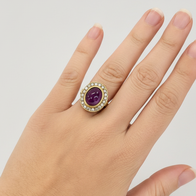 Bague Or Jaune 18k avec 20 Diamants - T54