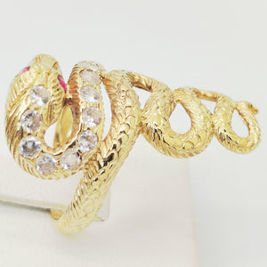 Bague Serpent Or Jaune 18K - Taille 56 - 6.78gr