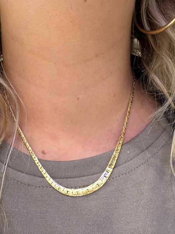 Collier Ras du Cou en Or Jaune 18k, Maille Haricot