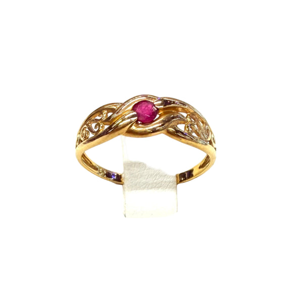 Bague Or Jaune 18k avec Rubis - taille 54