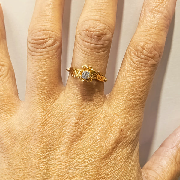 Bague Solitaire en Or Jaune avec Oxyde de Zirconium 18K