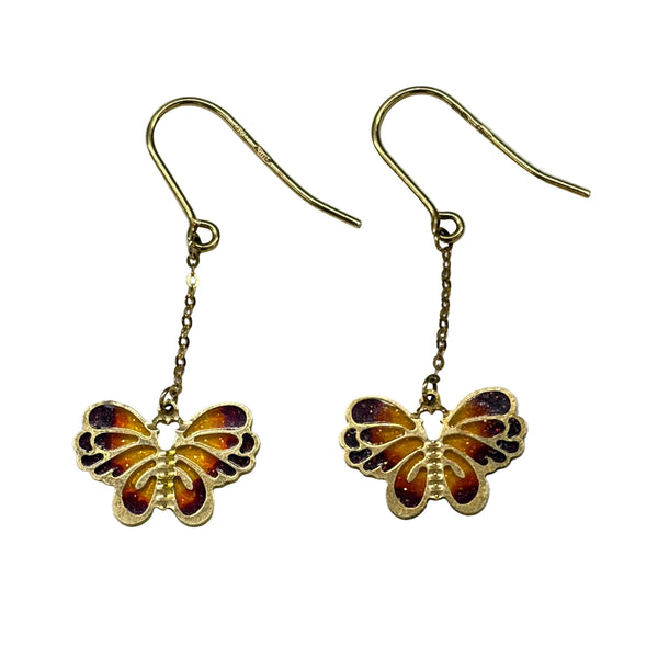 Boucles d'oreilles papillon en Or Jaune 18K