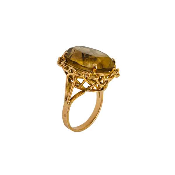 Bague en Or Jaune 18K avec Citrine - T51 - 7.45gr