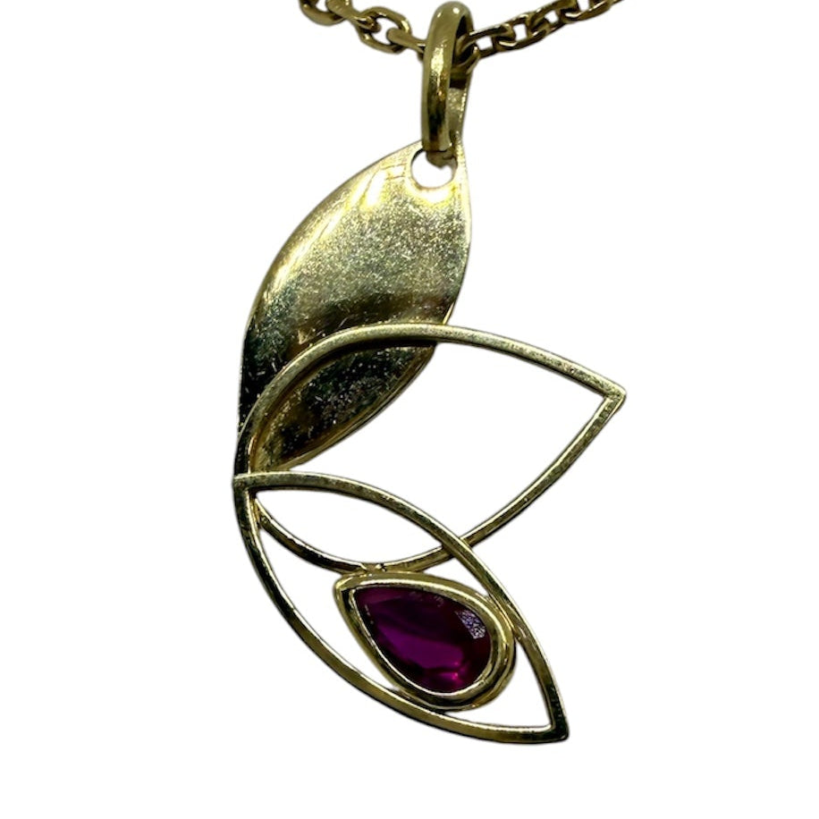 Pendentif fantaisie en or jaune avec pierre rouge 18K - 0.60 G