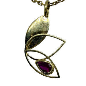 Pendentif fantaisie en or jaune avec pierre rouge 18K - 0.60 G