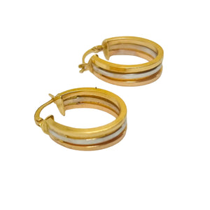Boucles d'oreilles Créoles en 3 Ors 18K - 2.24gr