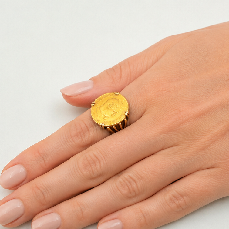 Bague en Or Jaune 18K - Taille 53 - 6.75G