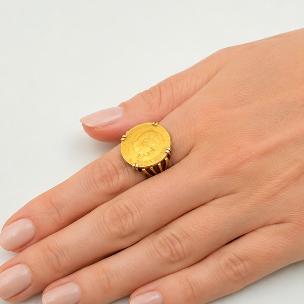 Bague en Or Jaune 18K - Taille 53 - 6.75G