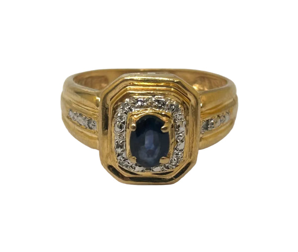 Bague en Or Jaune et Diamants/Saphir