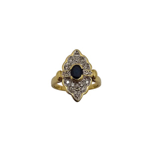 Sublime Bague Marquise en Or Jaune 18K - 5.54 G - T 54 avec Diamants