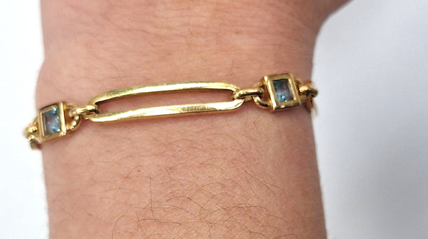 Bracelet Maillon Forçat Or Jaune 18 Carats avec Topaze