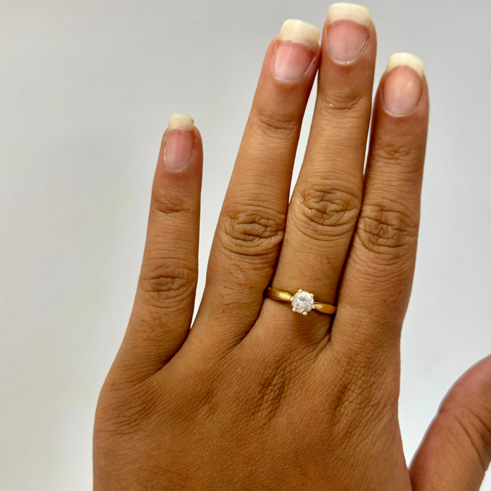 Solitaire Or Jaune 18 carats avec Oxyde de Zirconium - T 56