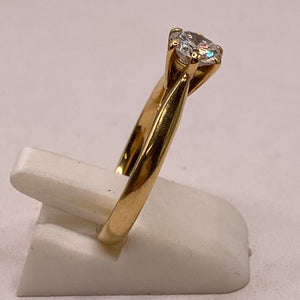 Bague Solitaire avec Diamants en Or Jaune 18K
