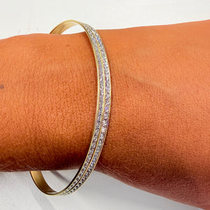 Bracelet Jonc Or Jaune et Blanc Martelé 18K - 11.26g