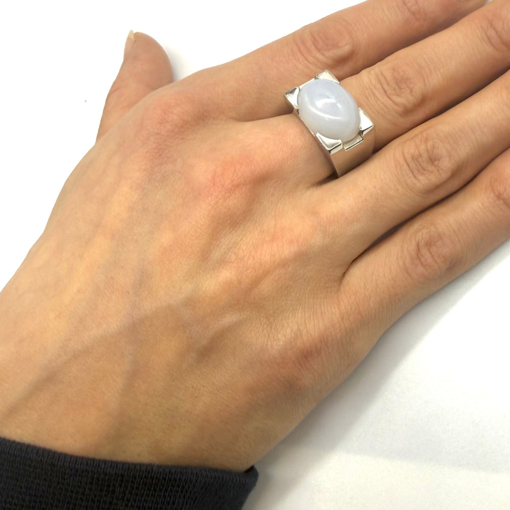 Chevalière en or blanc 18 K - Taille 54 - 21.03 G