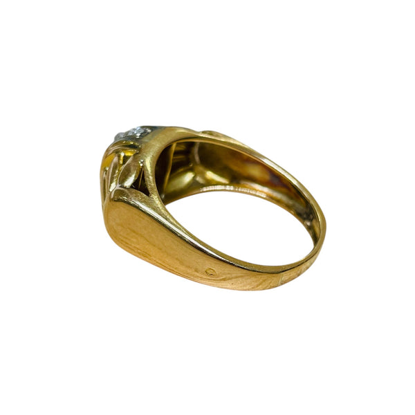 Bague Or Jaune 18K avec 5 Diamants - T57 - 3.53gr