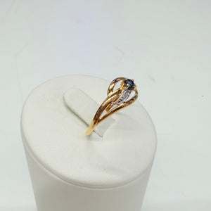 Bague en Or Jaune et Blanc 18k avec saphir