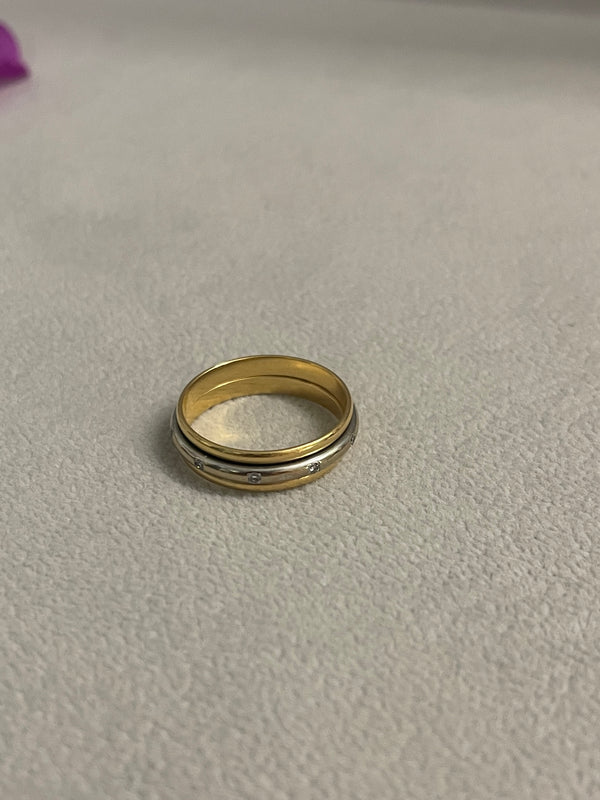 Bague Alliance Or Jaune et Blanc 18K Taille-51