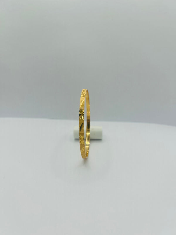Bracelet Jonc Or Jaune 750/1000, Motifs Etoilés, Bon Etat