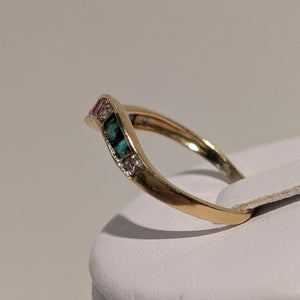 Bagues en Or Jaune avec 18k Diamants et Pierres Naturel - 1.62gr - T56