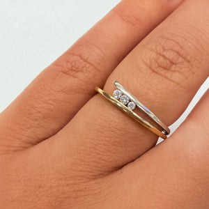 Bagues en or jaune et blanc 18k - 2.22 G - Taille : 50