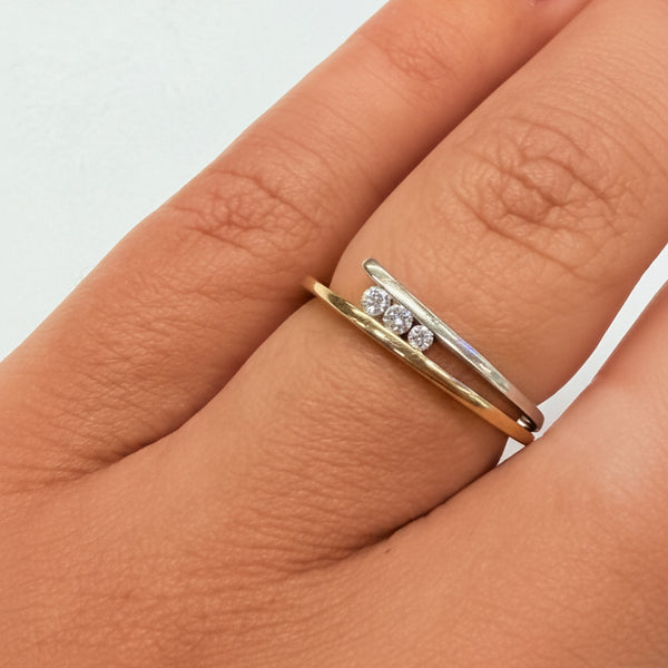 Bagues en or jaune et blanc 18k - 2.22 G - Taille : 50