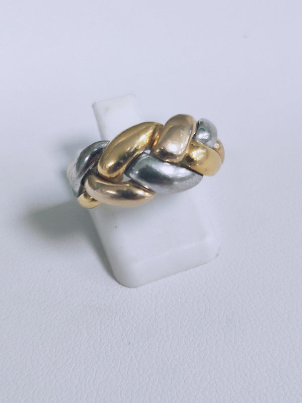 Bague tressée en or jaune et gris 18K T.55