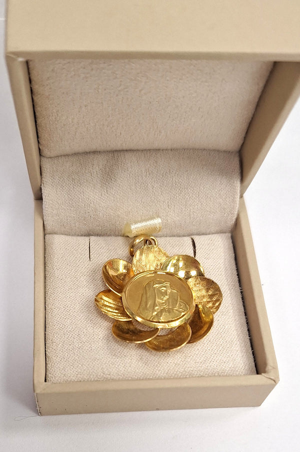 Pendentif Médaille Vierge Marie en Or Jaune 18k