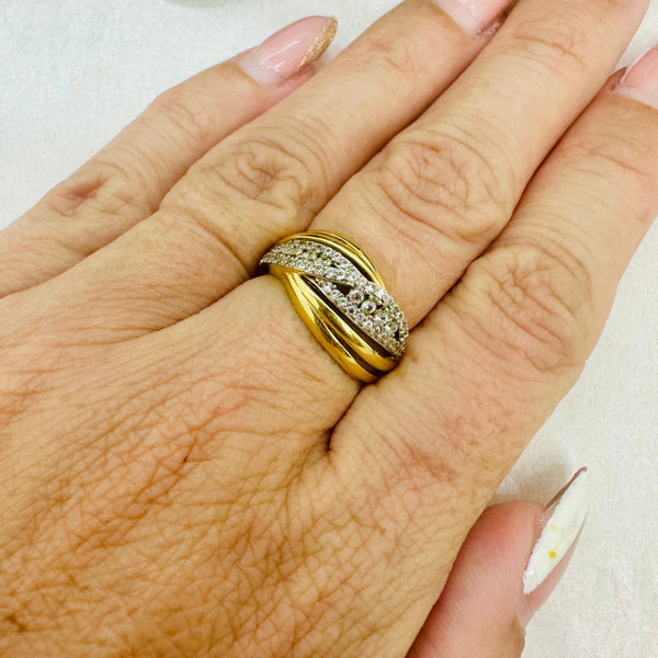 Bague croisée or avec oxydes