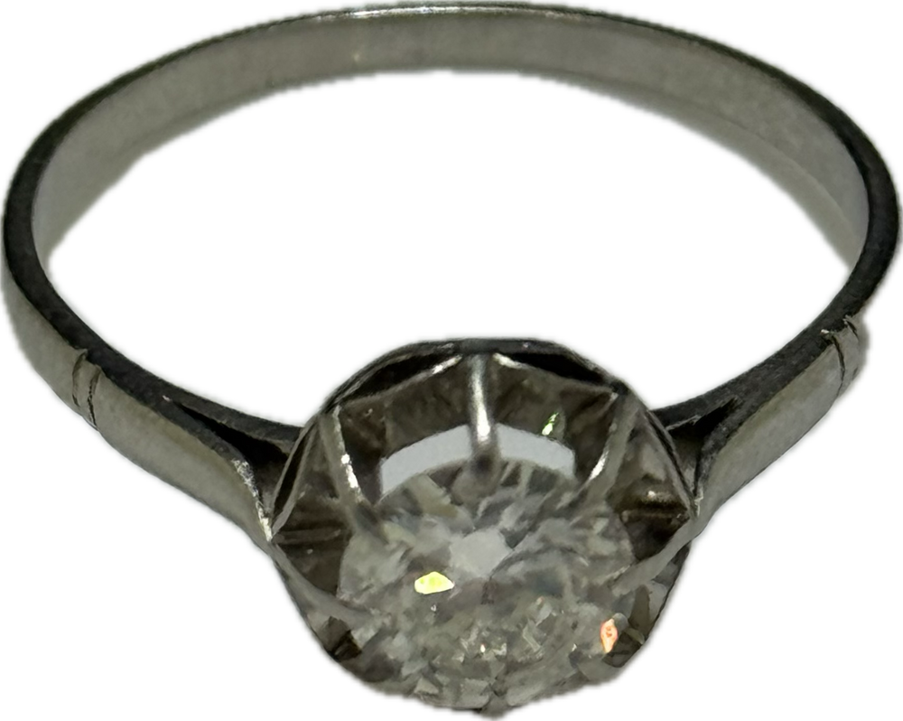 Bague Diamant Solitaire en Or Blanc 18K - Taille 59