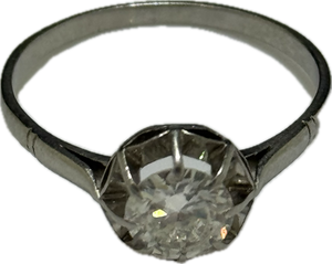 Bague Diamant Solitaire en Or Blanc 18K - Taille 59