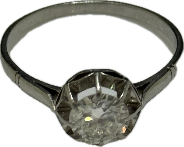 Bague Diamant Solitaire en Or Blanc 18K - Taille 59