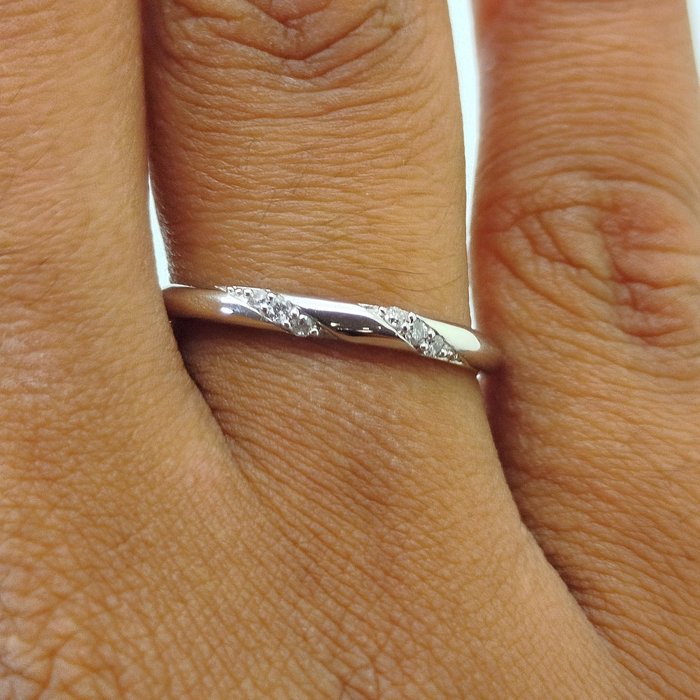 Bagues Alliance en Or Blanc 18K Diamants - Taille 53 -  1.99g