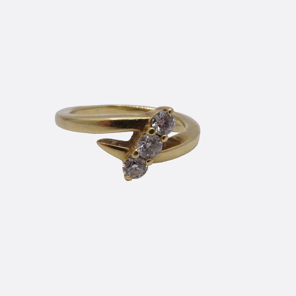 Bague en Or jaune 18K - 3 diamants- Taille 53 - 4.64g